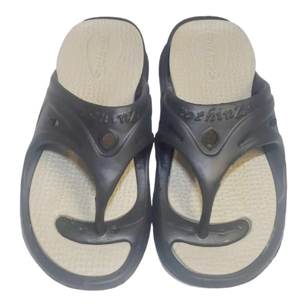 NothinZ Thongs Sandals Black Ergonomic Non Slip Beach Pool - Picture 4 of 8